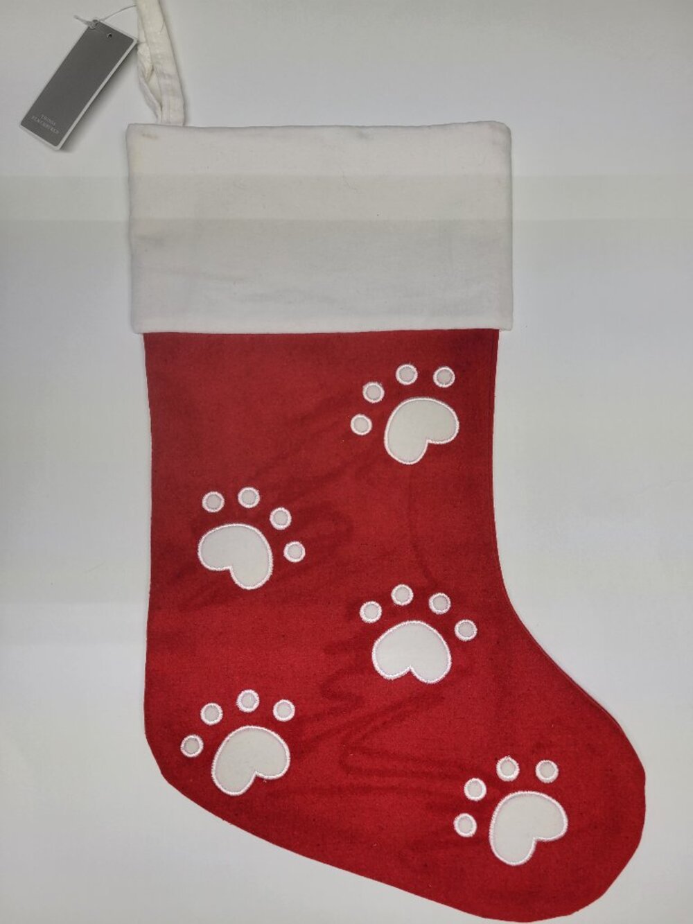 NEW With TAG Things Remembered PET Red CHRISTMAS STOCKING LINED Dog Cat Paw